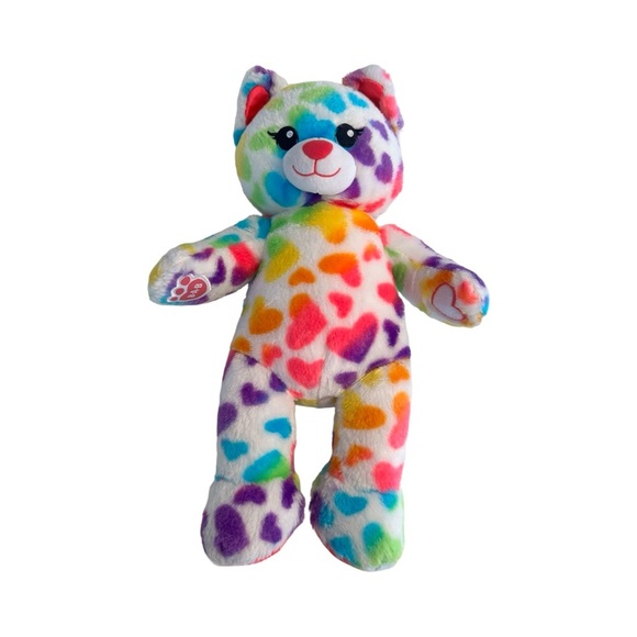 Build-a-Bear BAB Kitten Cat Rainbow Hearts Plush 17" - Picture 1 of 4